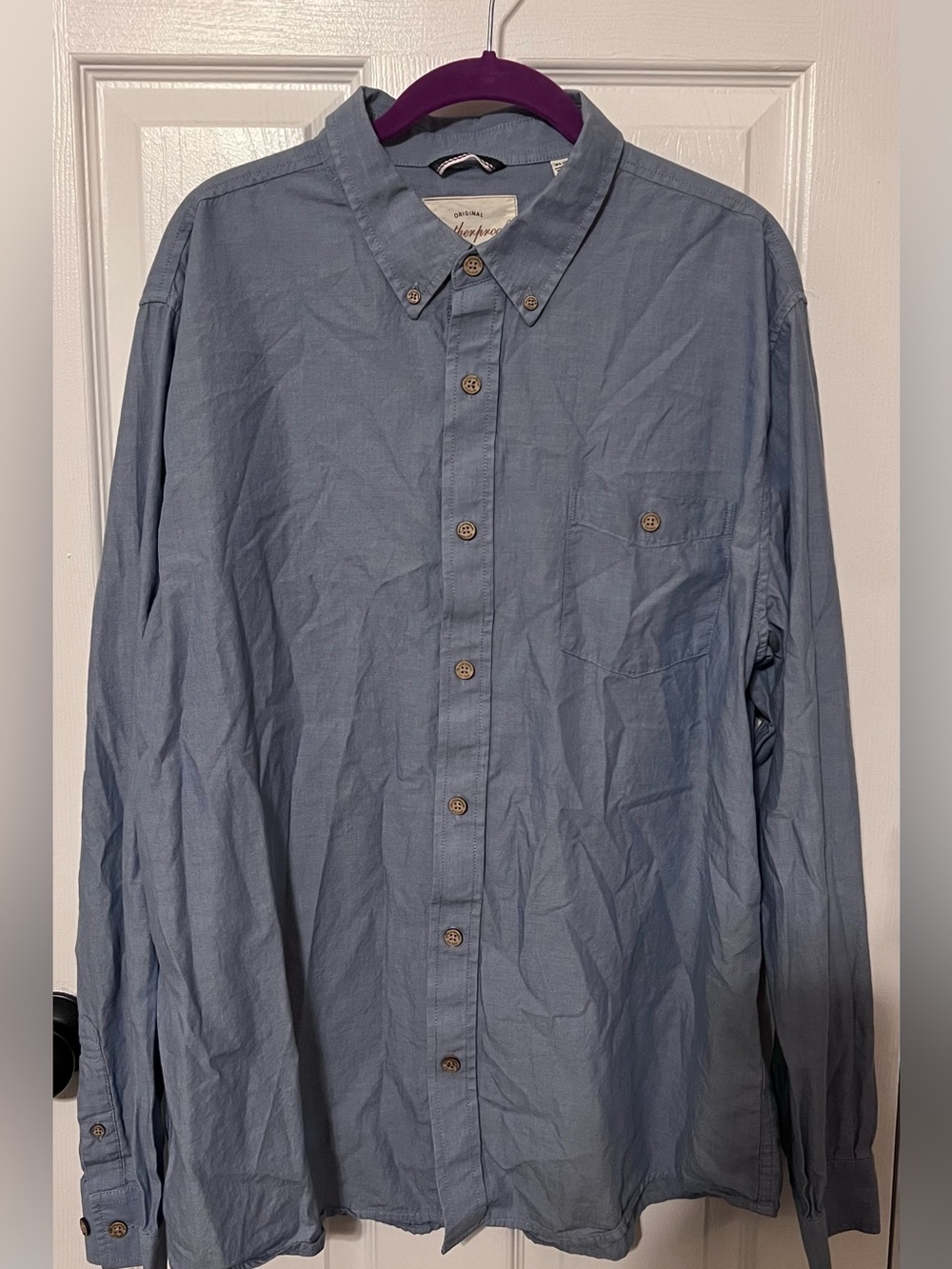 Weatherproof Vintage Men’s XL Blue Button Down Shirt Long Sleeve Cotton